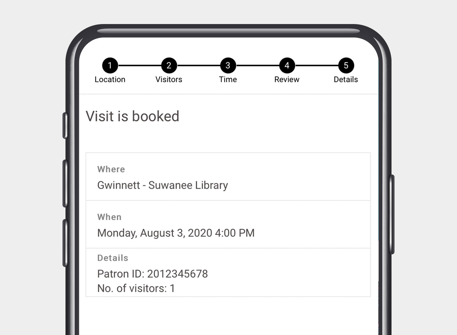 Library Reservations 2 Library reservation confirmation