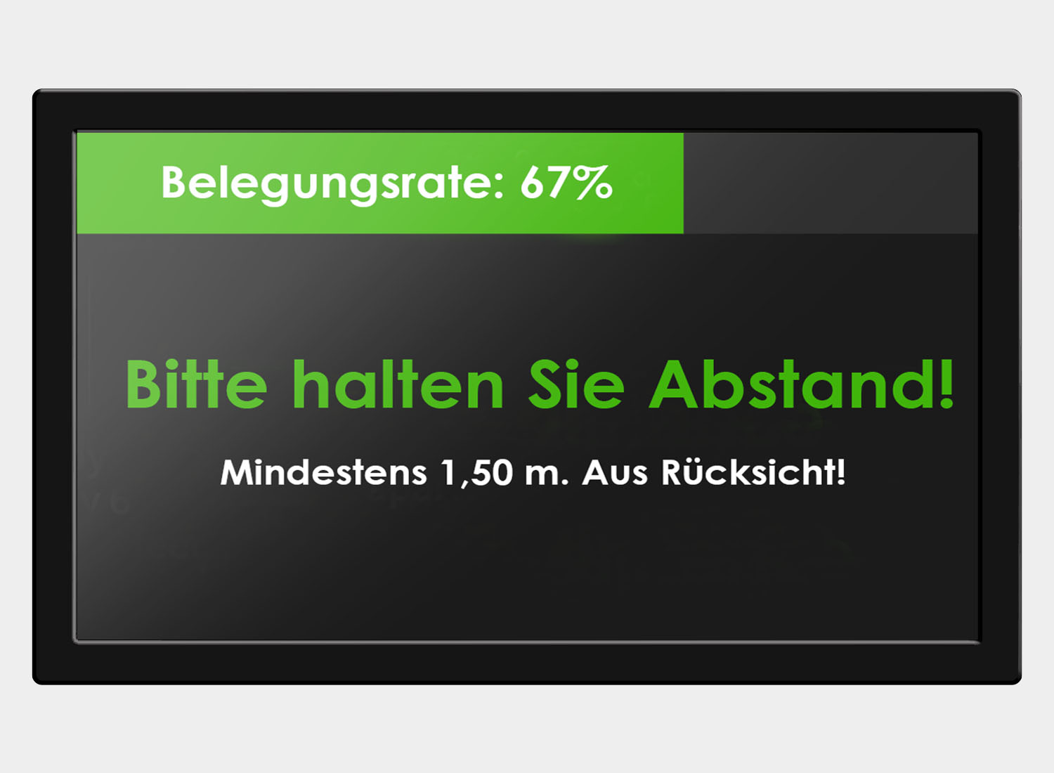 Occupancy + Compliance 5 Screen with library occupancy warning in German
